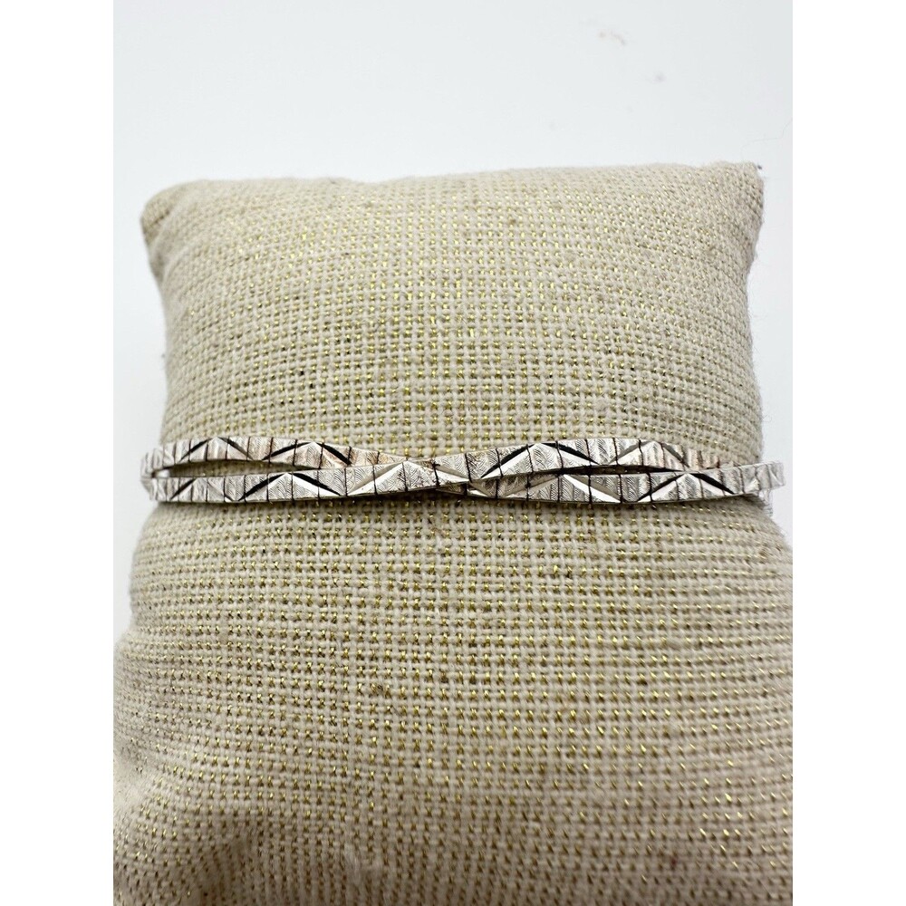 Vintage 925 Italy Sterling Silver Bracelet Diamond Cut 7”